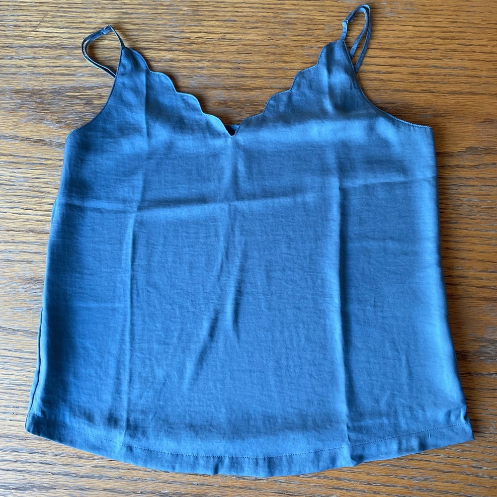 Only Blue Scallop Spaghetti Strap Blouse Size 38